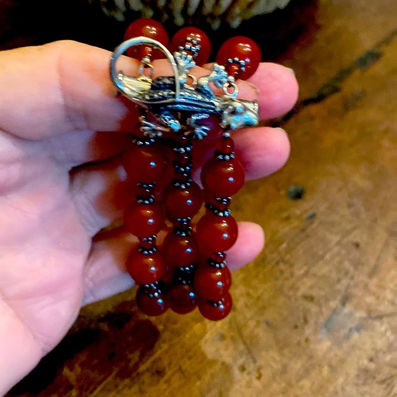 Two Blonde Lizzards Sterling Silver Red Carnelian Bracelet - Picture 3 of 12